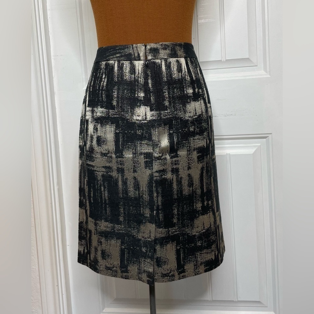 Talbots Career Skirt Black & Metallic Colors Size 8P